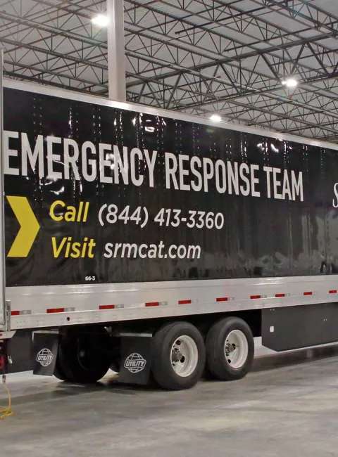 SRM semi truck in warehouse