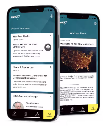 SRM mobile app image on phone