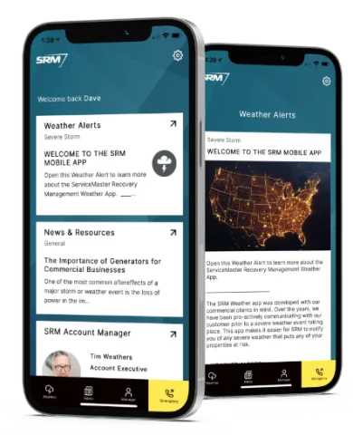 SRM mobile app image on phone